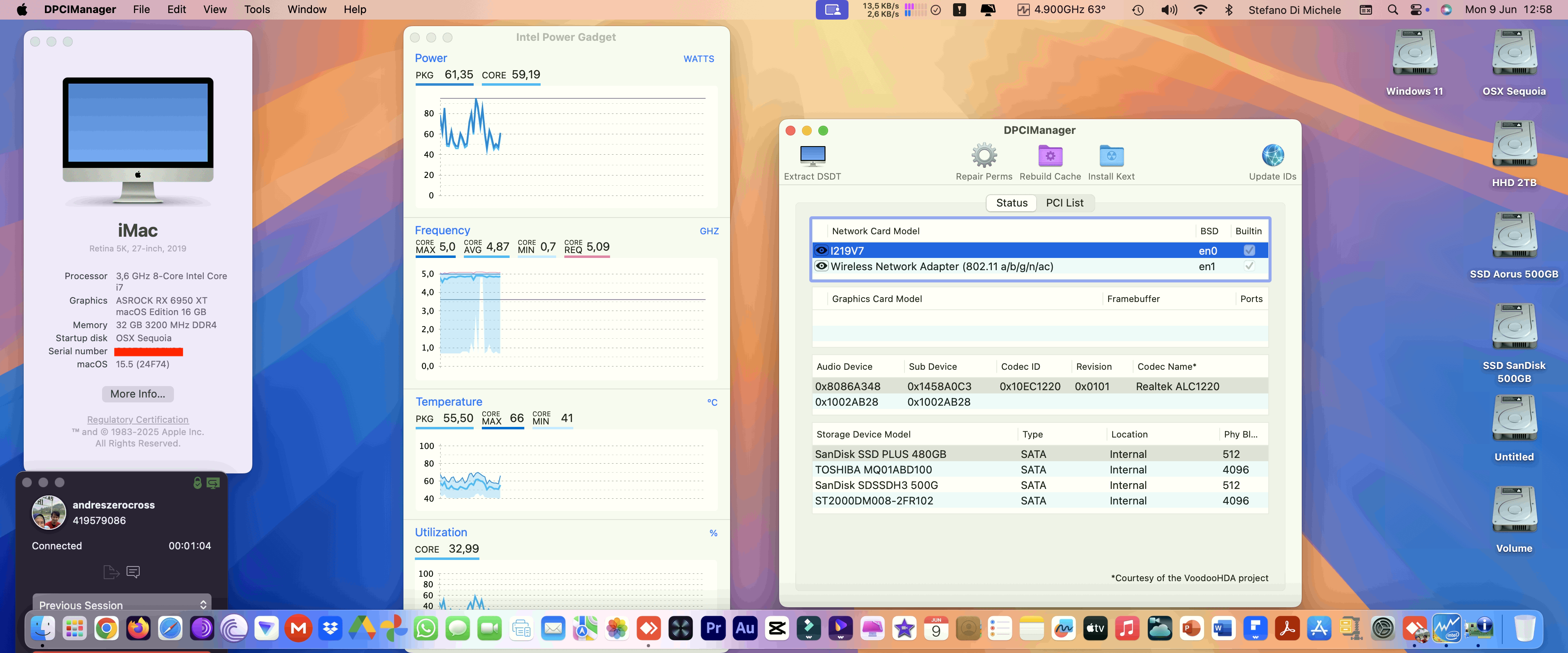 Success Hackintosh macOS Sequoia 15.5 Build 24F74 in Gigabyte Z390 Aorus Ultra + Intel Core i7 9700K + Asrock RX 6950 XT